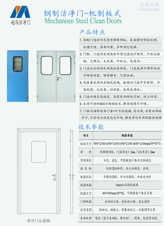 機(jī)制板式鋼制潔凈門
